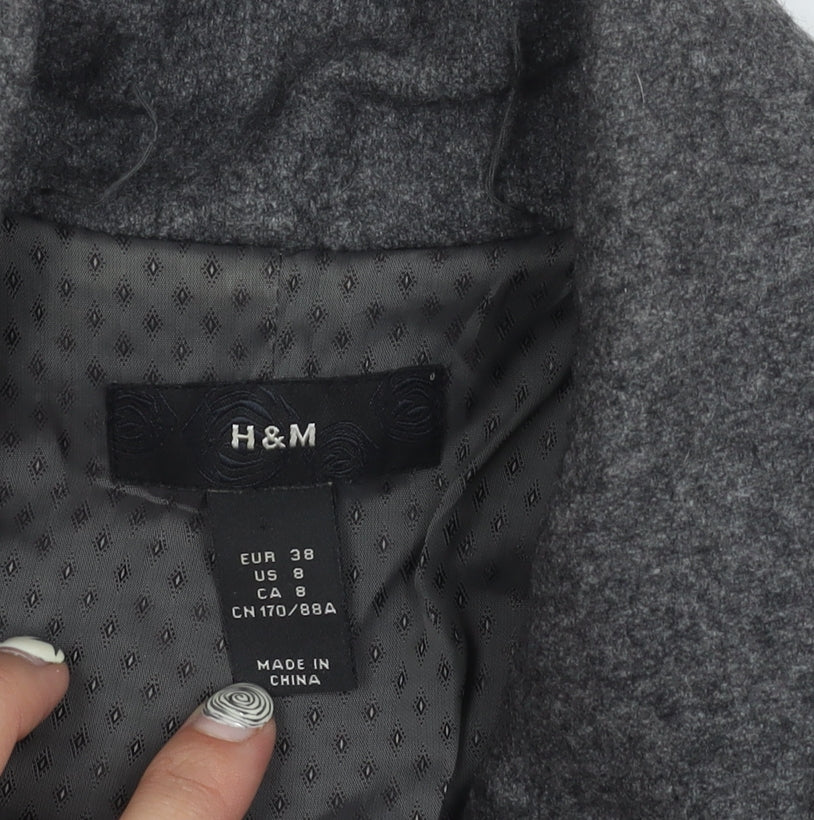 H&M Women's Grey Wool Blend Coat Size 10
