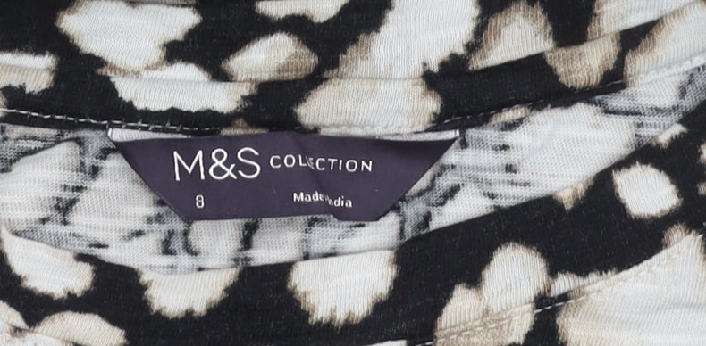 Marks and Spencer Women Black and White Animal Print Top