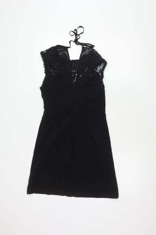 Zara Women's Black Short Sleeveless Lace Dress