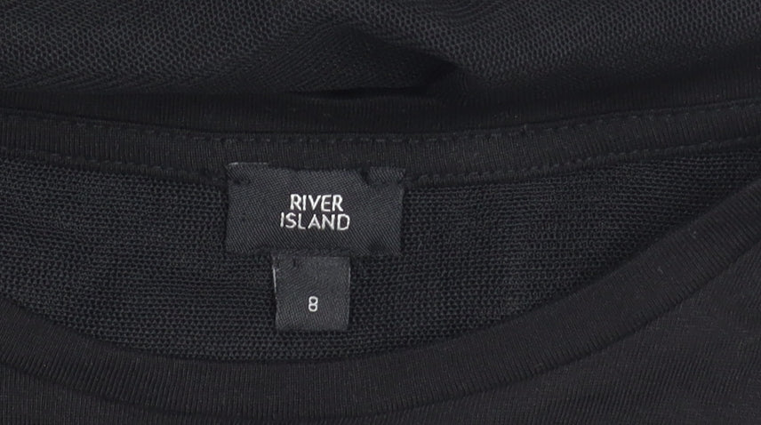 Womens UK Size 8 River Island Black Basic Blouse