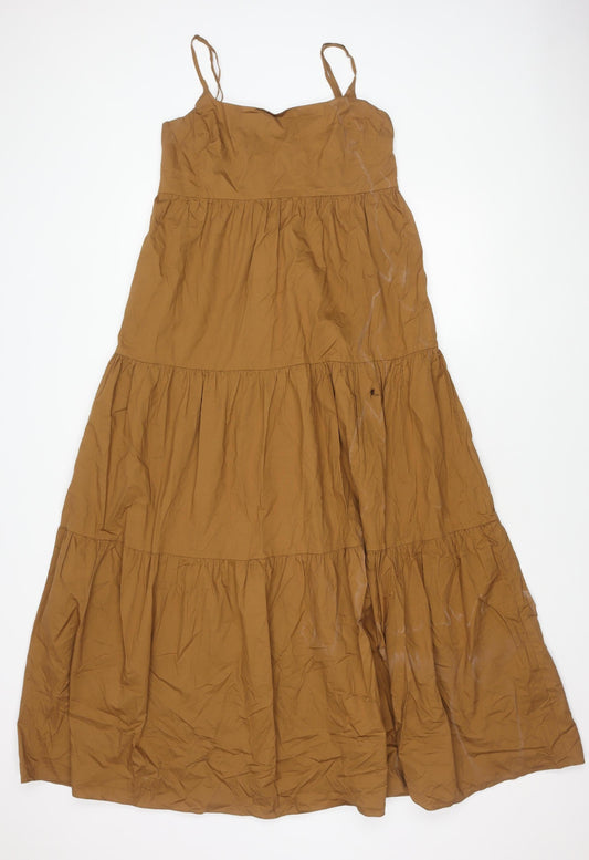 Zara Women's Brown Cotton Sleeveless Dress S