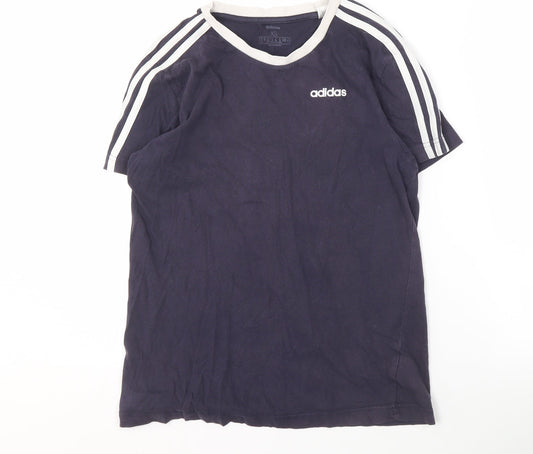 Additional front view of Adidas Men's Blue XS T-Shirt, Cotton Logo Design