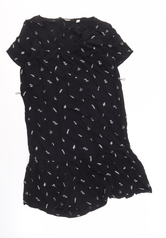 Jack Wills Women's Black Floral Dress UK 6