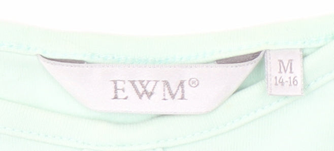 EWM Women's Green Cotton T-Shirt M Regular Fit