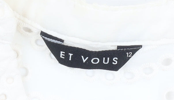 Womens UK Size 12 ET VOUS White Blouse