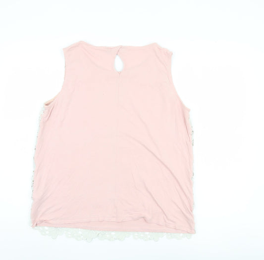 New Look Women's Pink Lace Tank Top Size 14