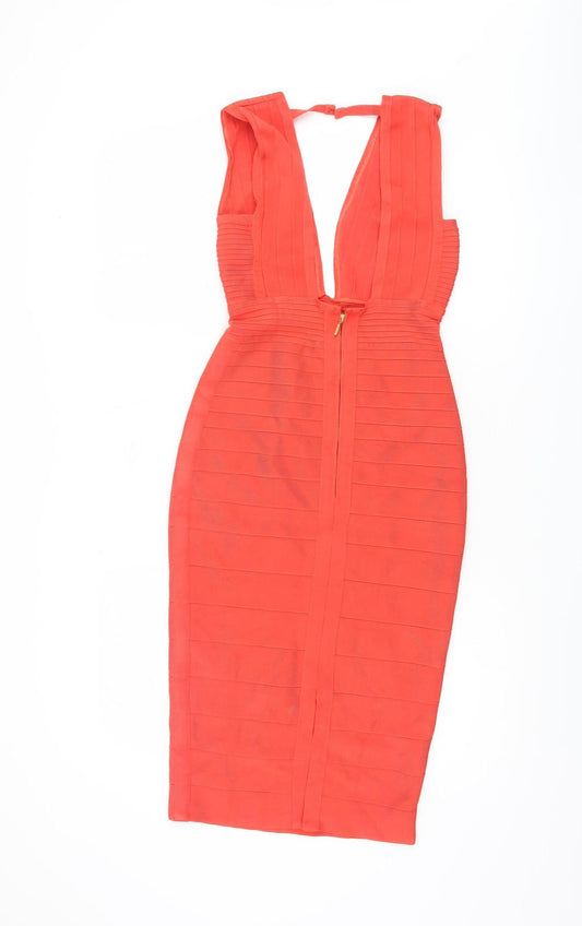 ASOS Women's Red Bodycon Dress XS V-Neck Party