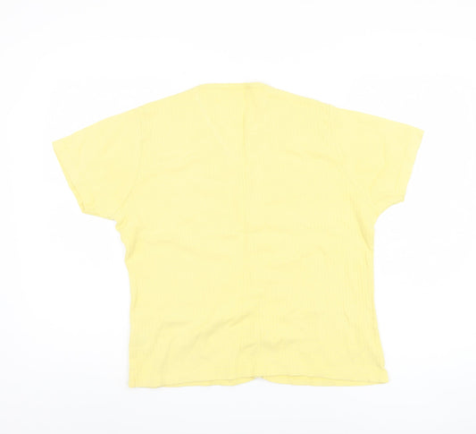 EWM Women's Yellow V-Neck Button-Up Top, Size 14