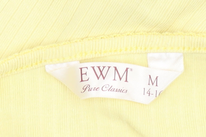 Womens UK Size 14 EWM Yellow Basic Button-Up