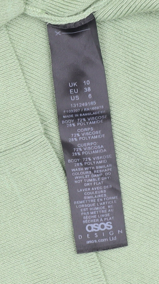 Close-up detail of ASOS DESIGN Women's Green Tank Dress, size 10