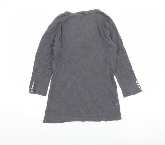 Laura Ashley Womens Grey V-Neck T-Shirt Size 12