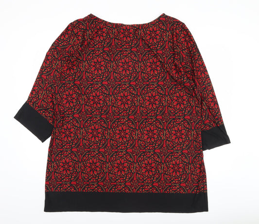 Isle Women's Red Floral Print 3/4 Sleeve Top
