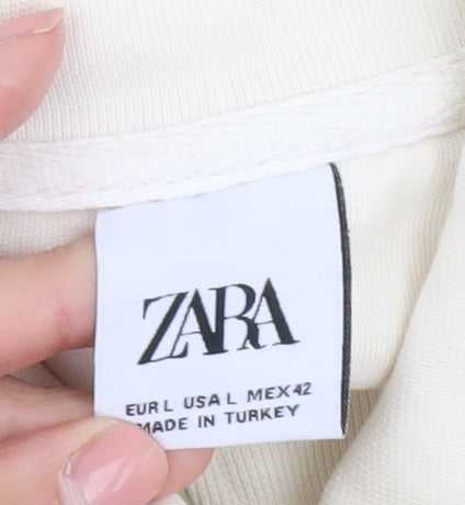 Mens UK Size L Zara Ivory Pullover Sweatshirt