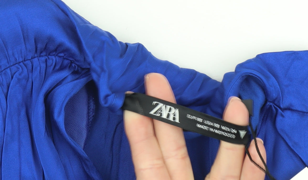 Zara Women's Blue Long Sleeve Bodysuit XS