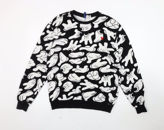 Additional front view of H&M unisex disney black graphic sweatshirt, size 12