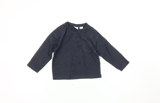 Additional front view of Zara unisex black long sleeve t-shirt 18-24 months
