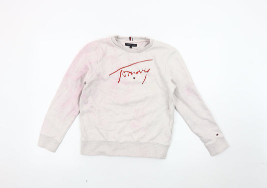 Tommy Hilfiger Girls Beige Embroidered Pullover Sweatshirt 152
