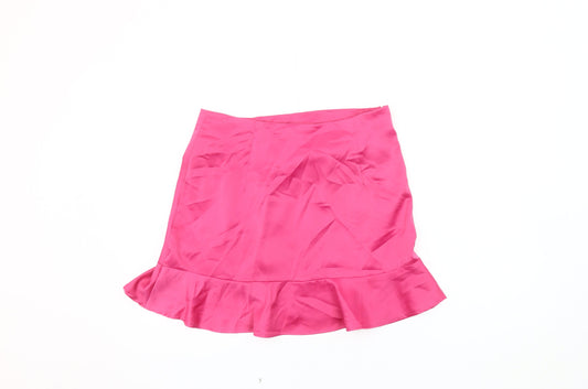 Boohoo Women's Pink Flare Ruffle Short Skirt Size 12