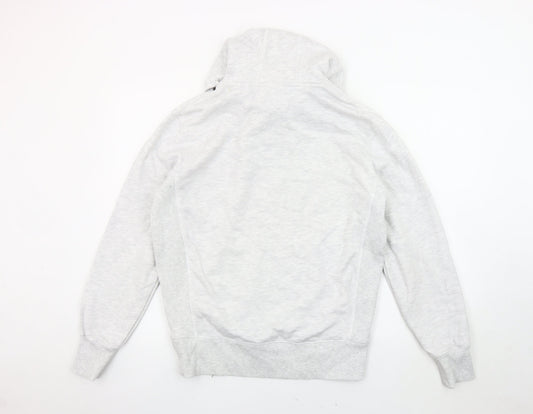 Superdry Men's Grey Pullover Hoodie - Small, Logo Accents