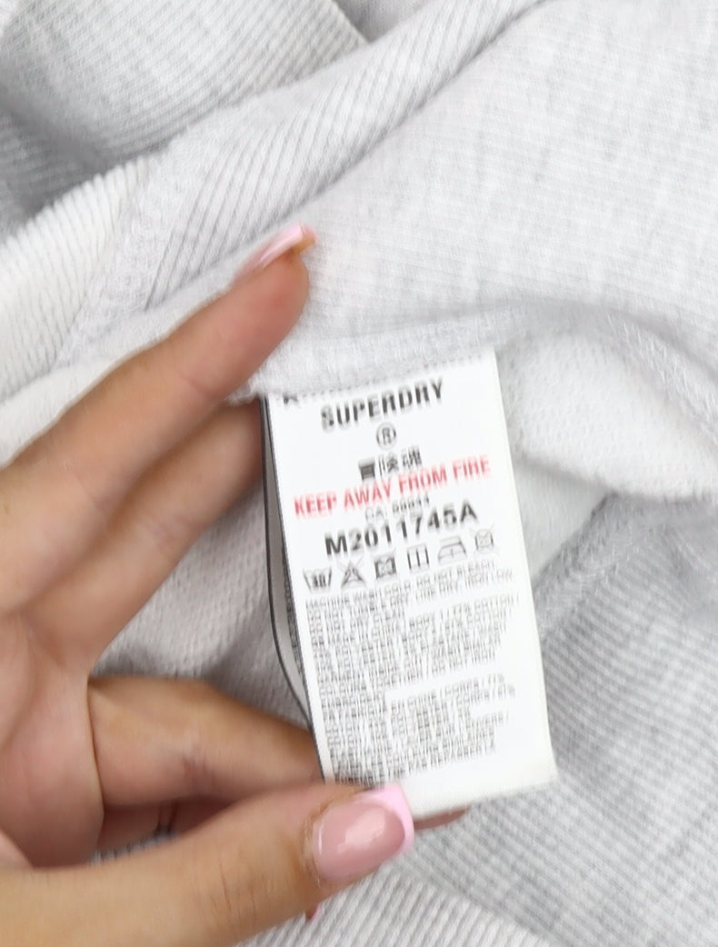 Superdry Men's Grey Pullover Hoodie - Small, Logo Accents