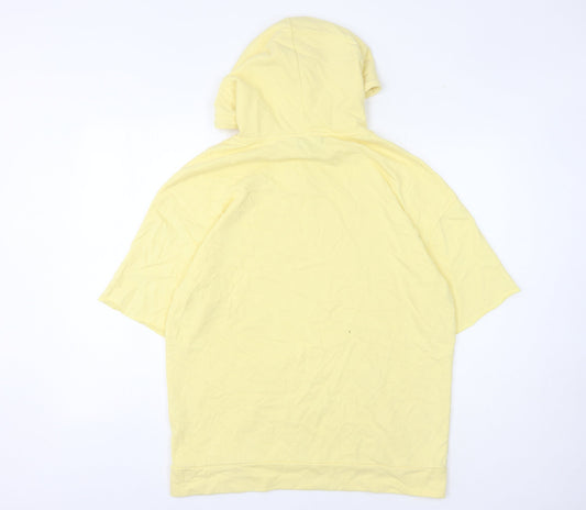 Zara Men Yellow Pullover Hoodie L Cotton Blend