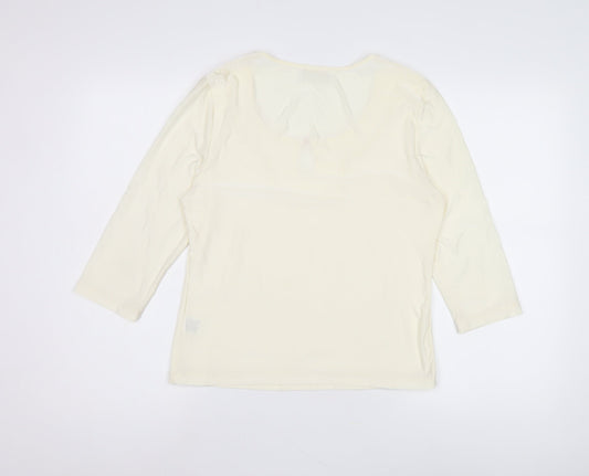 Minuet Women Ivory Top Size 14 3/4 Sleeve Round Neck