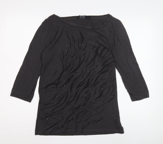 Womens UK Size 14 Debenhams Black Basic Blouse