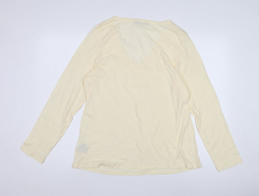 Boden Women's Beige V-Neck Long Sleeve T-Shirt - Size 2