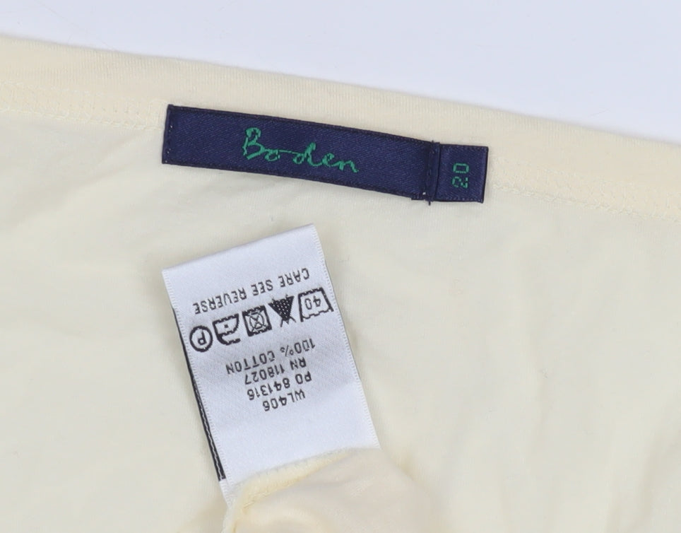 Boden Women's Beige V-Neck Long Sleeve T-Shirt - Size 2