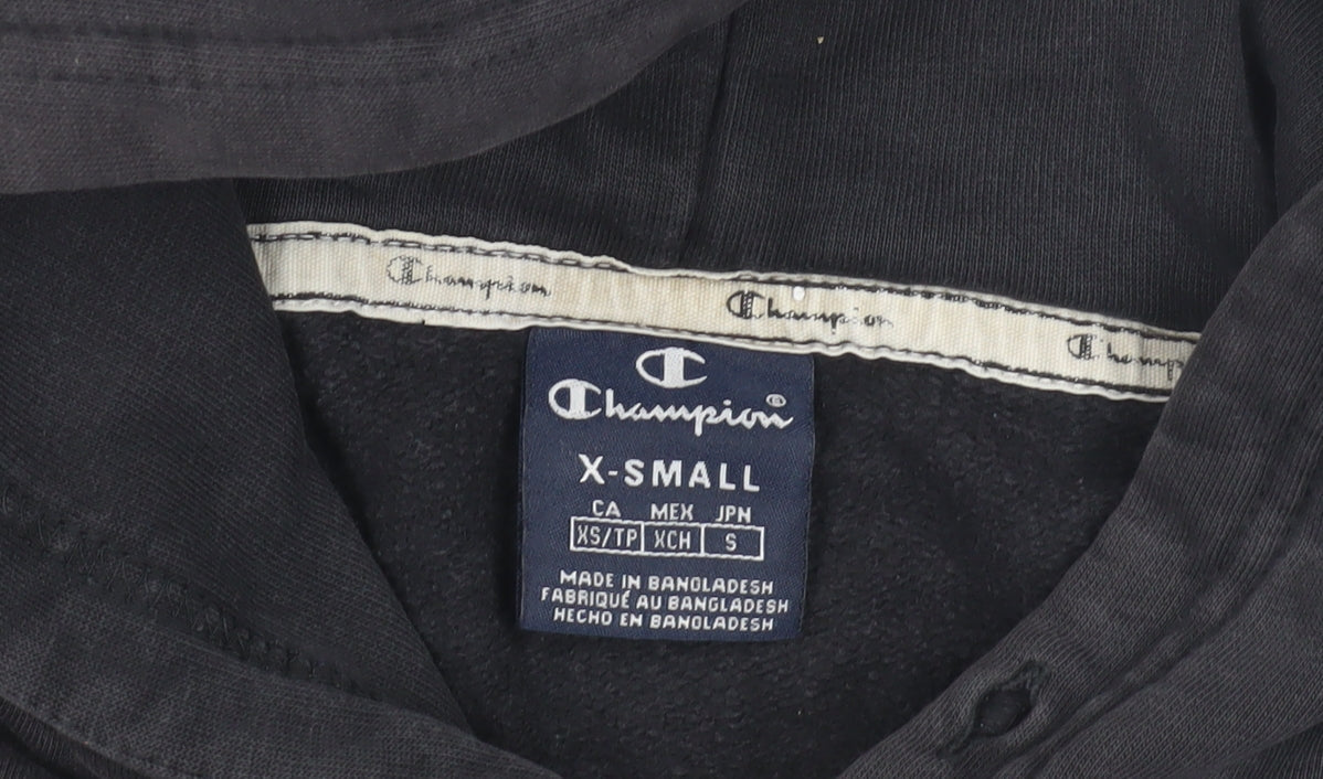 Champion Unisex Black Hoodie XS, Logo Pullover