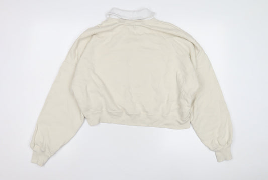 Hollister Women's White Collared Sweatshirt M