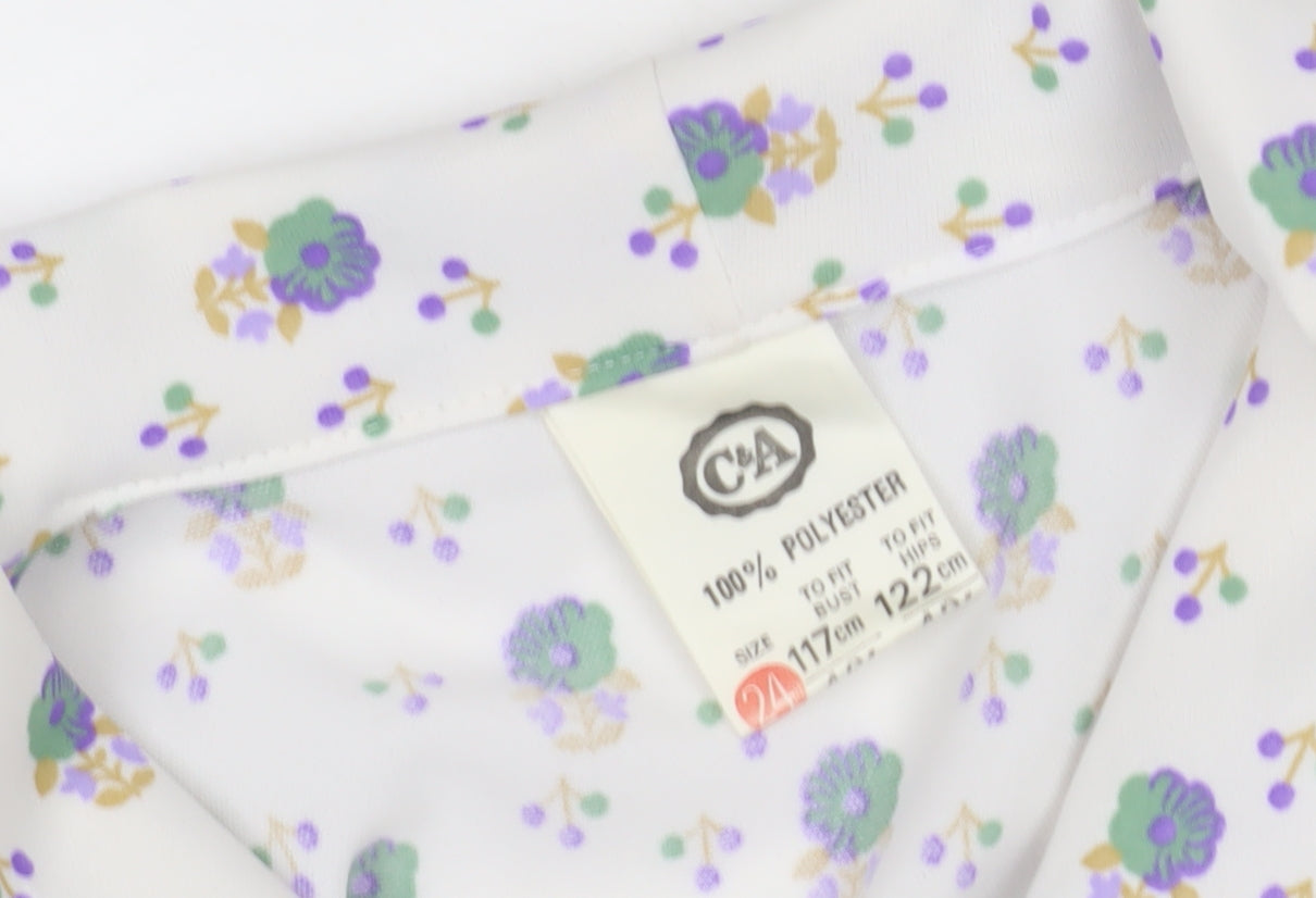 C&A Women's Multicoloured Floral Collared Dress, Size 24
