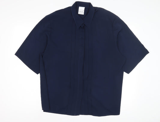 Womens UK Size 18 Alexon Blue Basic Button-Up
