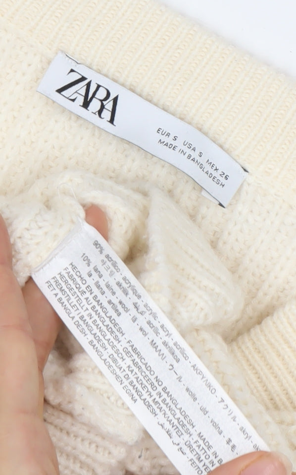 Womens UK Size S Zara Ivory Pullover Jumper