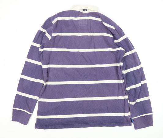 Crew Clothing Co. Men's Purple Striped Polo Shirt L