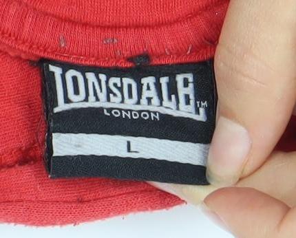 Mens UK Size L Lonsdale Red Pullover Hoodie