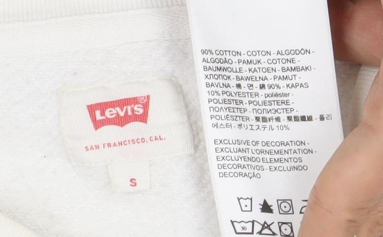 Mens UK Size S Levi's White Pullover Sweatshirt
