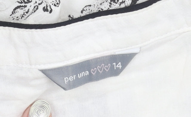 Marks and Spencer Women's White Floral Skirt Size 14