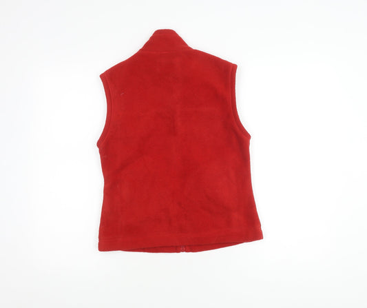 Kangol Women Red Fleece Waistcoat M Full Zip Casual