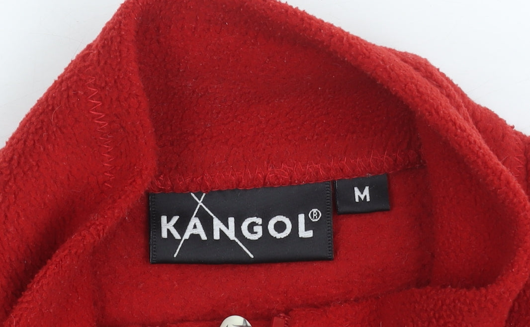 Kangol Women Red Fleece Waistcoat M Full Zip Casual