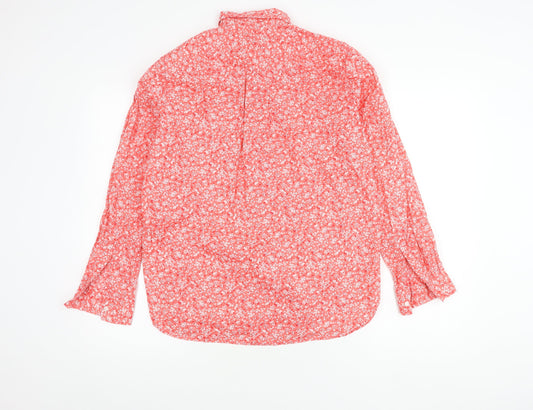 Lands' End Women's Red Floral Blouse, Size S