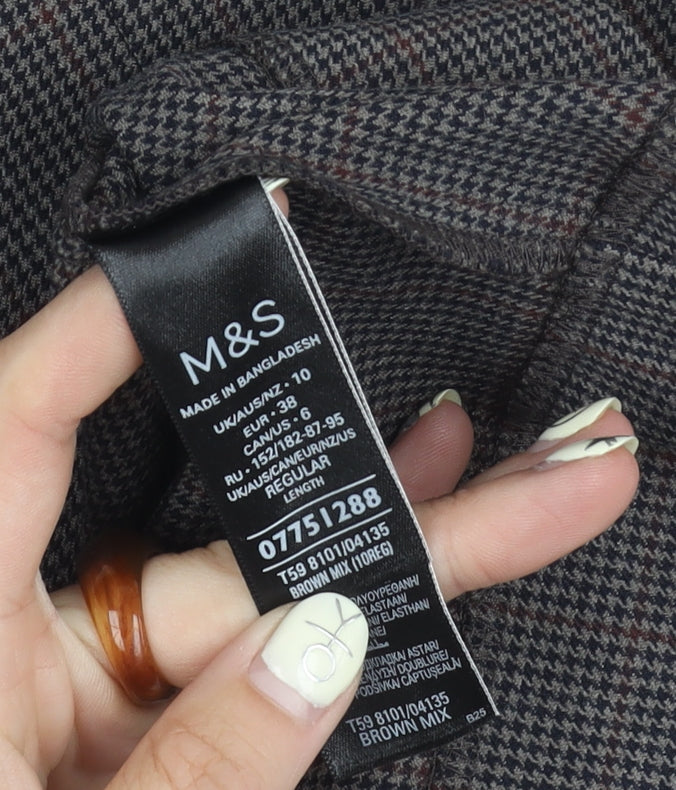 Marks and Spencer Women's Brown Check Pencil Skirt Size 10