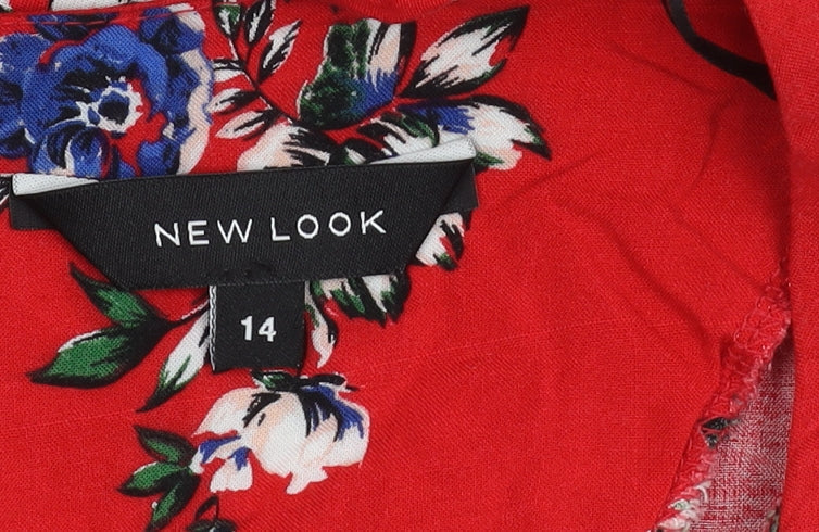 New Look Women's Red Floral Dress Size 14
