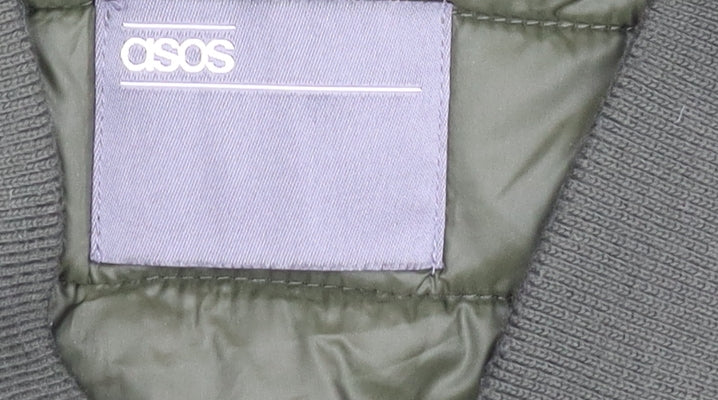 ASOS Men's Green Puffer Jacket L Full Zip Casual