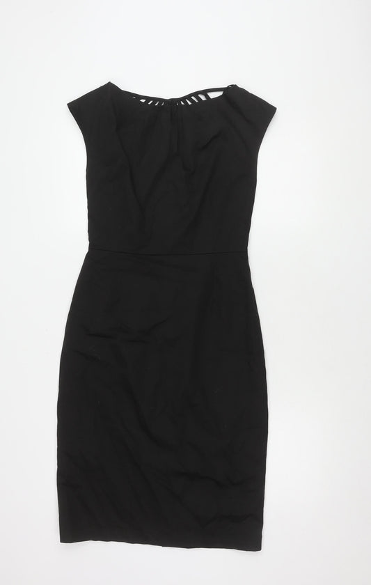 Additional front view of Laura Ashley Black Sheath Dress -, size 8, Classic Cocktail