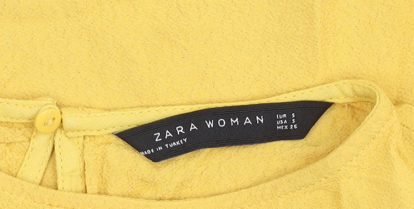 Womens UK Size 8 Zara Yellow Basic Blouse