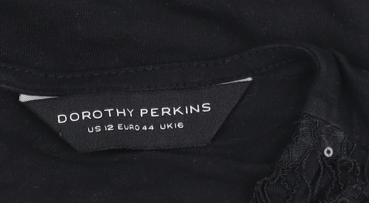 Womens UK Size 16 Dorothy Perkins Black Basic Blouse