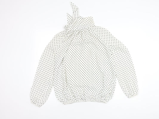 New Look Women’s White Polka Dot High Neck Blouse