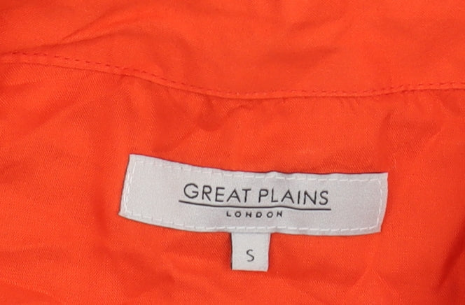 Brand and care label for Great Plains Women's Orange Collared Shirt, size S