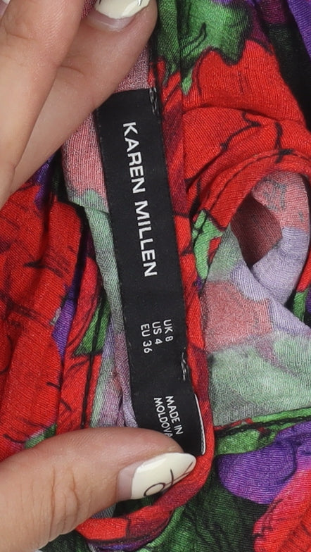 Karen Millen Women's Multicoloured Floral Top Size 8
